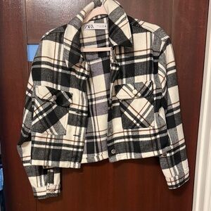 Zara Checkered Jacket in Black and White